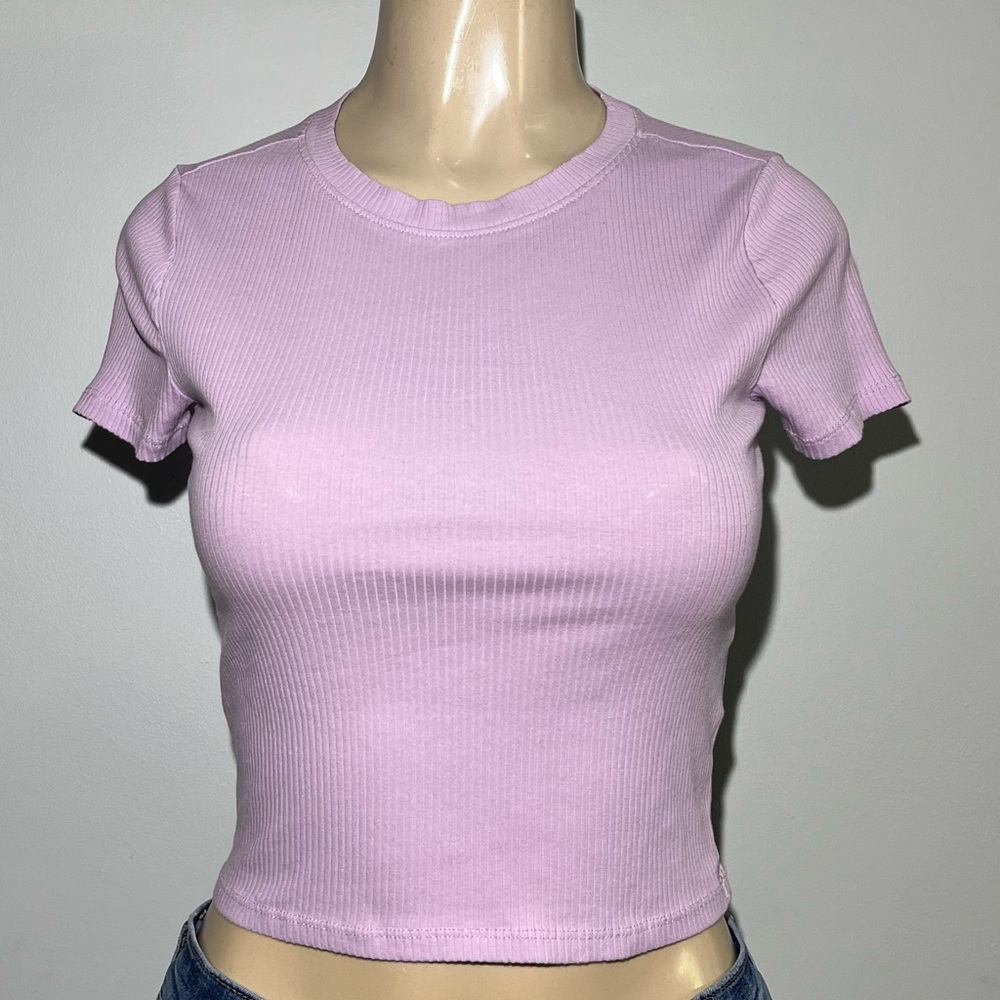 H&M Lavender Ribbed Crop Top